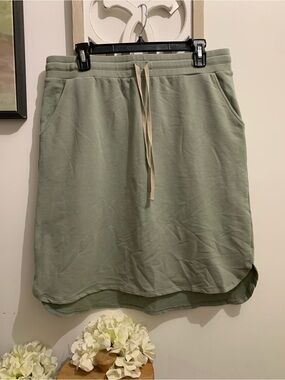 LOGO Lounge Women's Sage Green Casual Drawstring Skirt